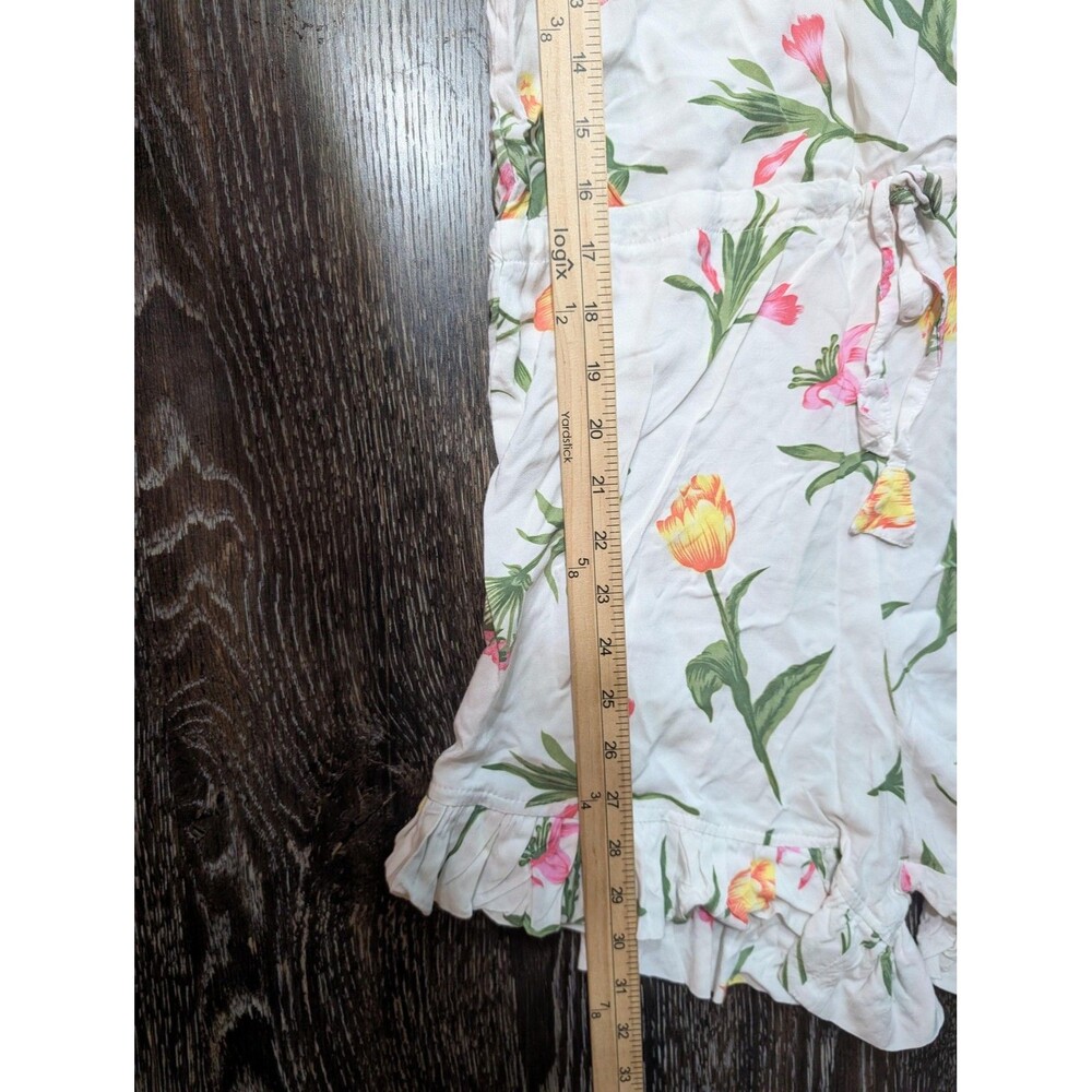 Piyama Romper Womens Small White Floral Wrap Ruffle Hem 3/4 Sleeve V Neck Boho‎ - Picture 8 of 8